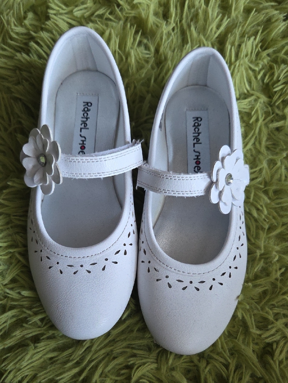 Rachel Shoes White Floral Mary Jane Girls' Dress Shoes